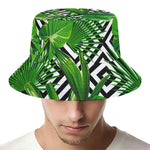 Exotic Tropical Leaves Pattern Print Bucket Hat