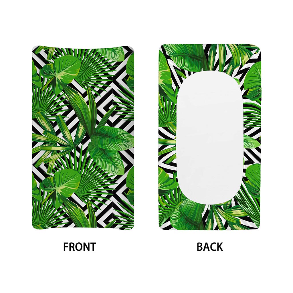 Exotic Tropical Leaves Pattern Print Changing Pad Cover