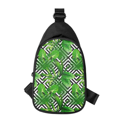 Exotic Tropical Leaves Pattern Print Chest Bag