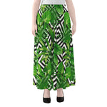 Exotic Tropical Leaves Pattern Print Chiffon Maxi Skirt