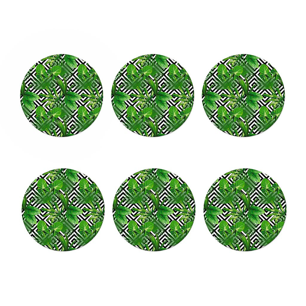 Exotic Tropical Leaves Pattern Print Coaster Set