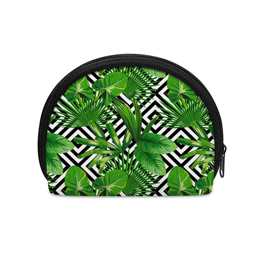 Exotic Tropical Leaves Pattern Print Coin Purse