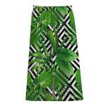 Exotic Tropical Leaves Pattern Print Cotton Front Slit Maxi Skirt
