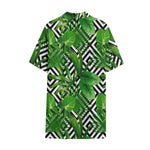 Exotic Tropical Leaves Pattern Print Cotton Hawaiian Shirt