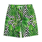 Exotic Tropical Leaves Pattern Print Cotton Shorts