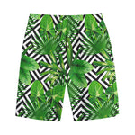 Exotic Tropical Leaves Pattern Print Cotton Shorts