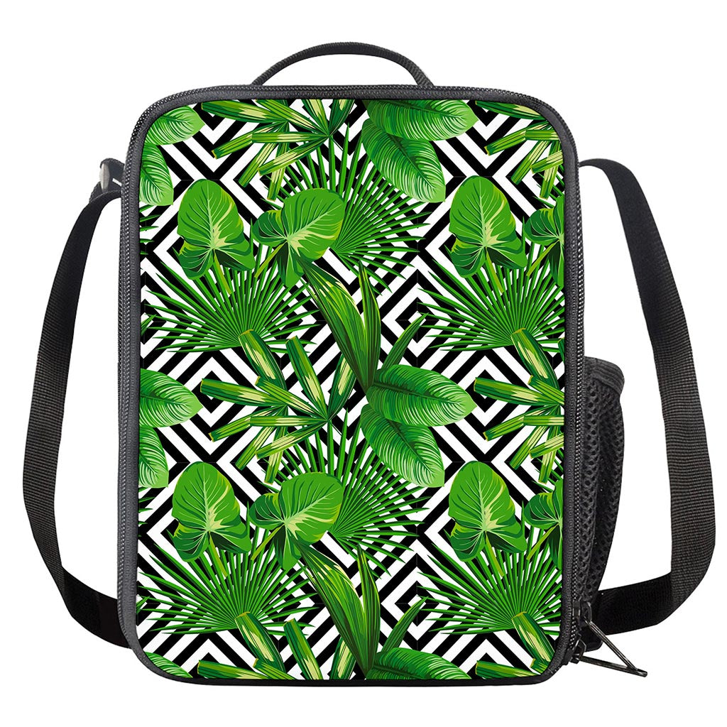 Exotic Tropical Leaves Pattern Print Crossbody Lunch Bag