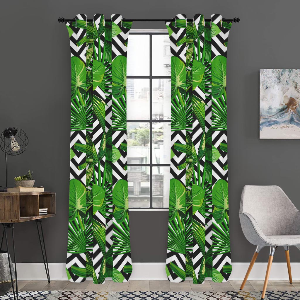 Exotic Tropical Leaves Pattern Print Curtain