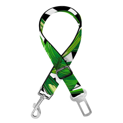 Exotic Tropical Leaves Pattern Print Dog Seat Belt