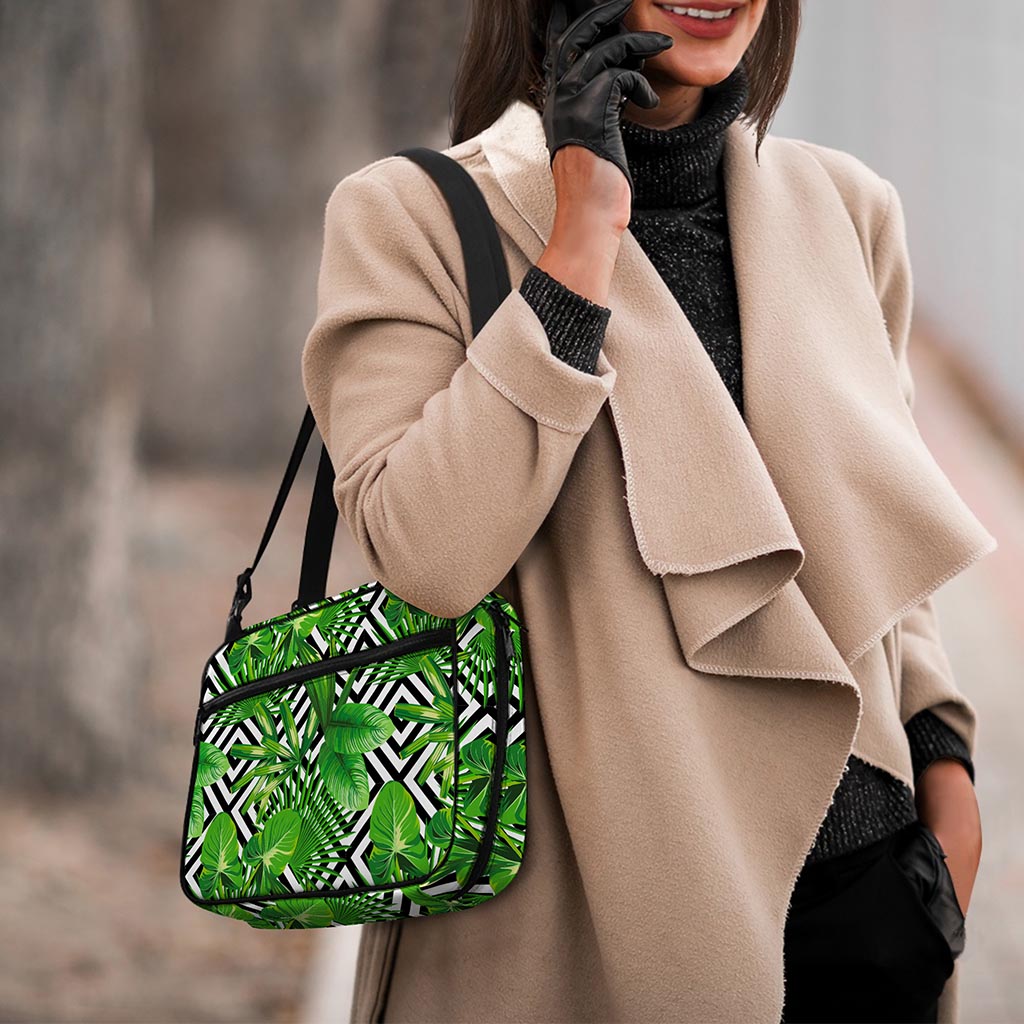 Exotic Tropical Leaves Pattern Print Double Strap Bible Bag