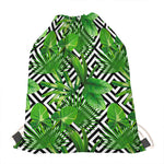 Exotic Tropical Leaves Pattern Print Drawstring Bag