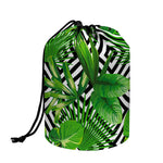 Exotic Tropical Leaves Pattern Print Drawstring Makeup Bag