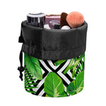 Exotic Tropical Leaves Pattern Print Drawstring Makeup Bag