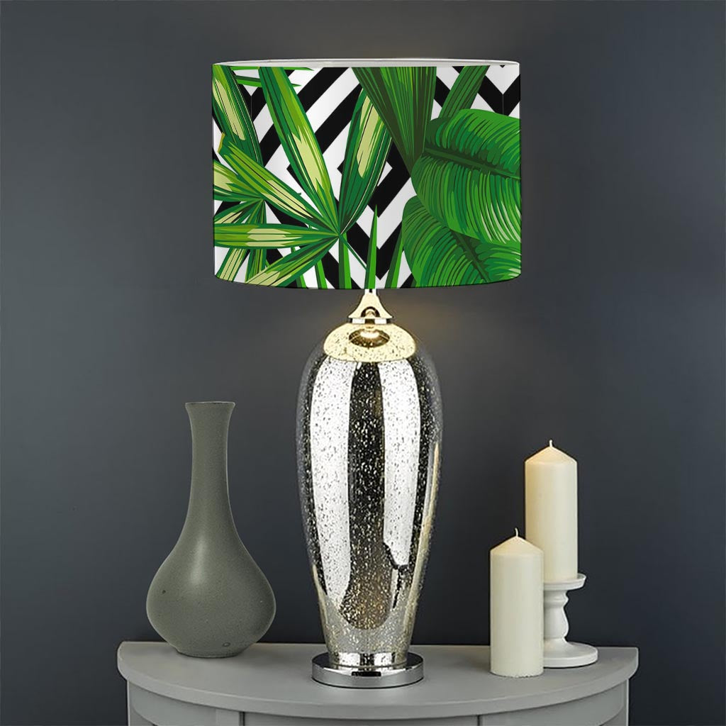 Exotic Tropical Leaves Pattern Print Drum Lamp Shade