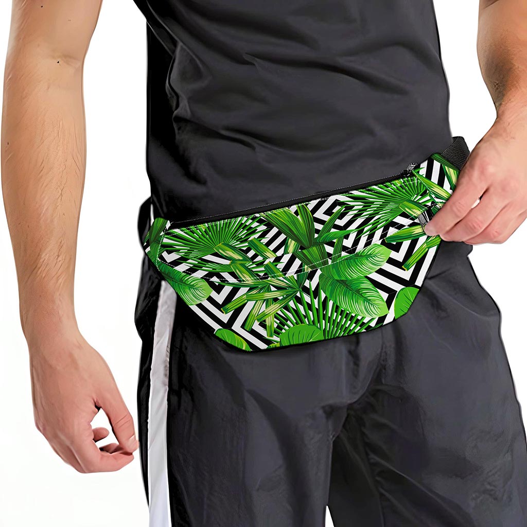 Exotic Tropical Leaves Pattern Print Fanny Pack