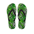 Exotic Tropical Leaves Pattern Print Flip Flops