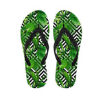 Exotic Tropical Leaves Pattern Print Flip Flops