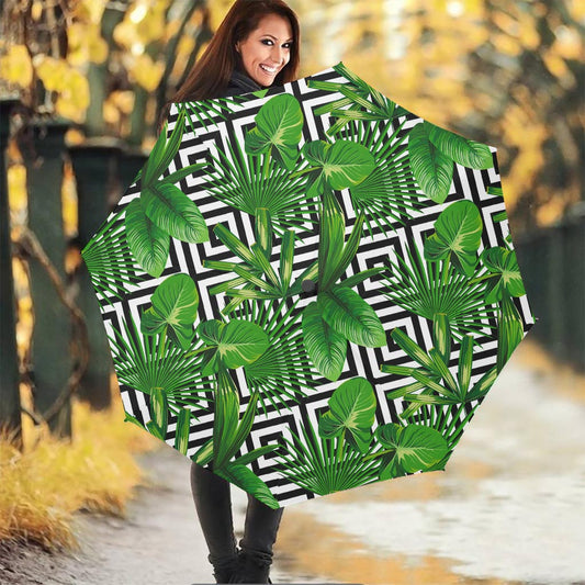 Exotic Tropical Leaves Pattern Print Foldable Umbrella