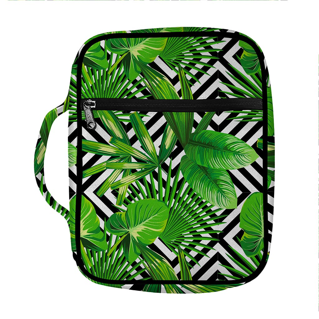 Exotic Tropical Leaves Pattern Print Front Pocket Bible Bag