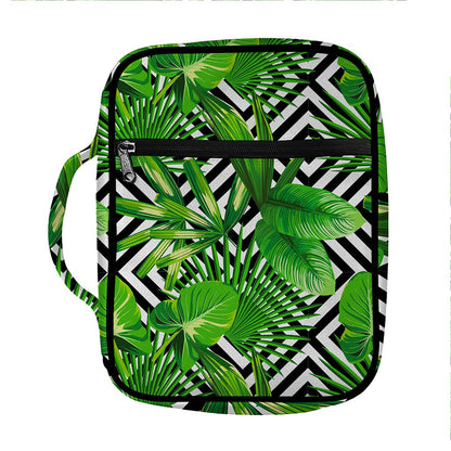 Exotic Tropical Leaves Pattern Print Front Pocket Bible Bag