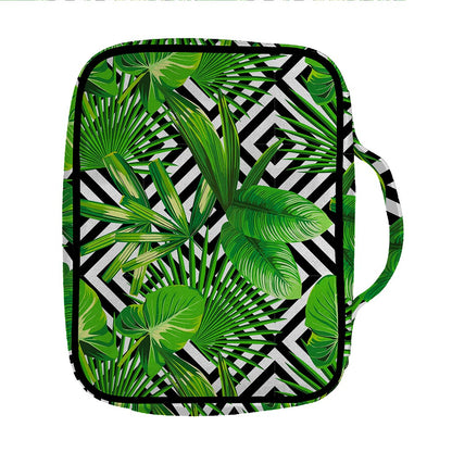 Exotic Tropical Leaves Pattern Print Front Pocket Bible Bag