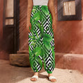 Exotic Tropical Leaves Pattern Print Harem Pants