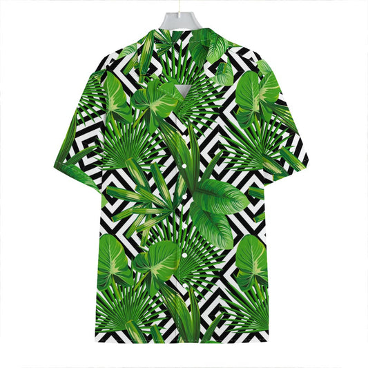 Exotic Tropical Leaves Pattern Print Hawaiian Shirt