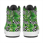 Exotic Tropical Leaves Pattern Print High Top Leather Sneakers