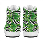 Exotic Tropical Leaves Pattern Print High Top Leather Sneakers