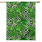 Exotic Tropical Leaves Pattern Print House Flag