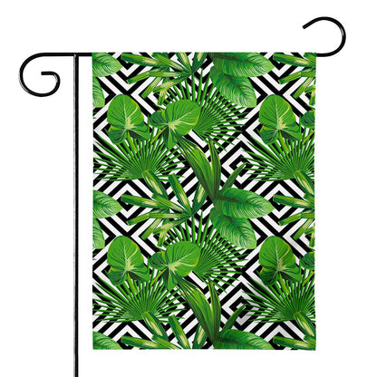Exotic Tropical Leaves Pattern Print House Flag