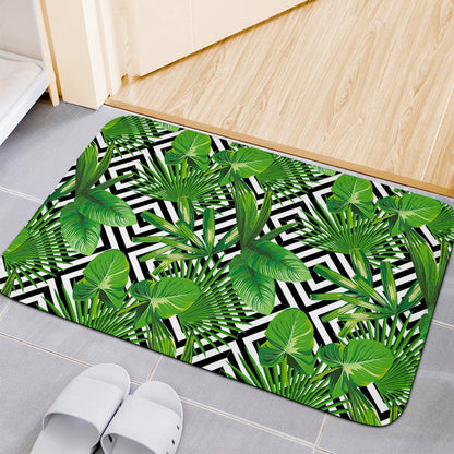 Exotic Tropical Leaves Pattern Print Indoor Door Mat