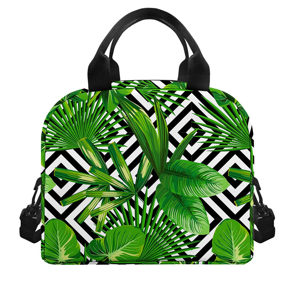 Exotic Tropical Leaves Pattern Print Insulated Lunch Bag