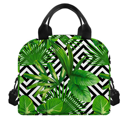 Exotic Tropical Leaves Pattern Print Insulated Lunch Bag
