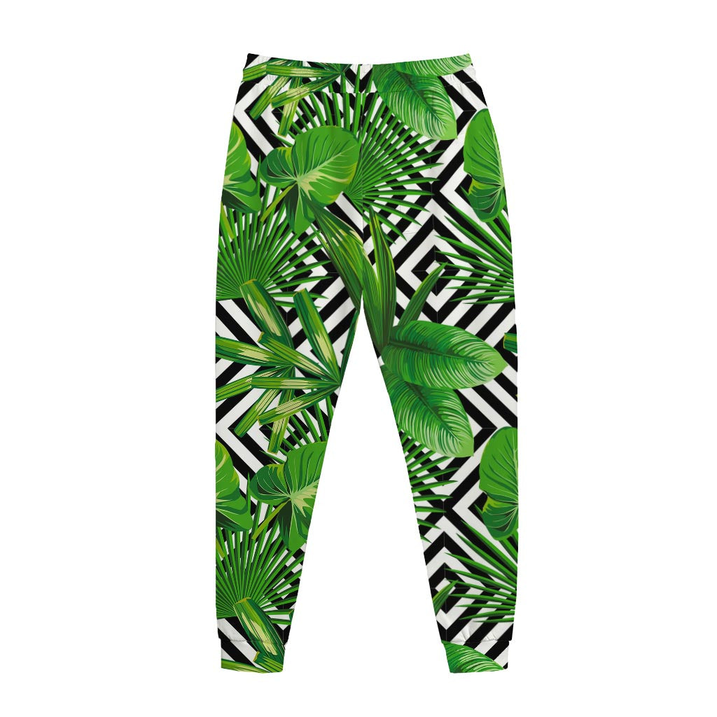 Exotic Tropical Leaves Pattern Print Jogger Pants