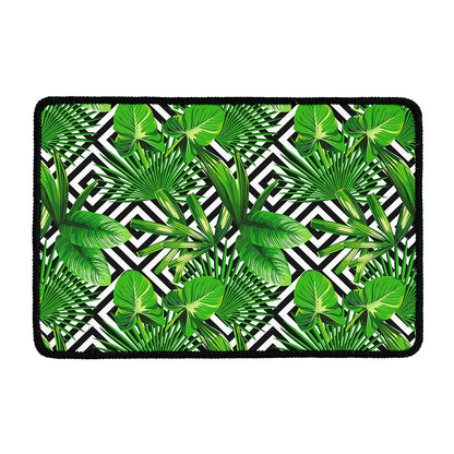Exotic Tropical Leaves Pattern Print Kitchen Mat