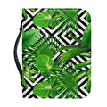 Exotic Tropical Leaves Pattern Print Leather Bible Cover