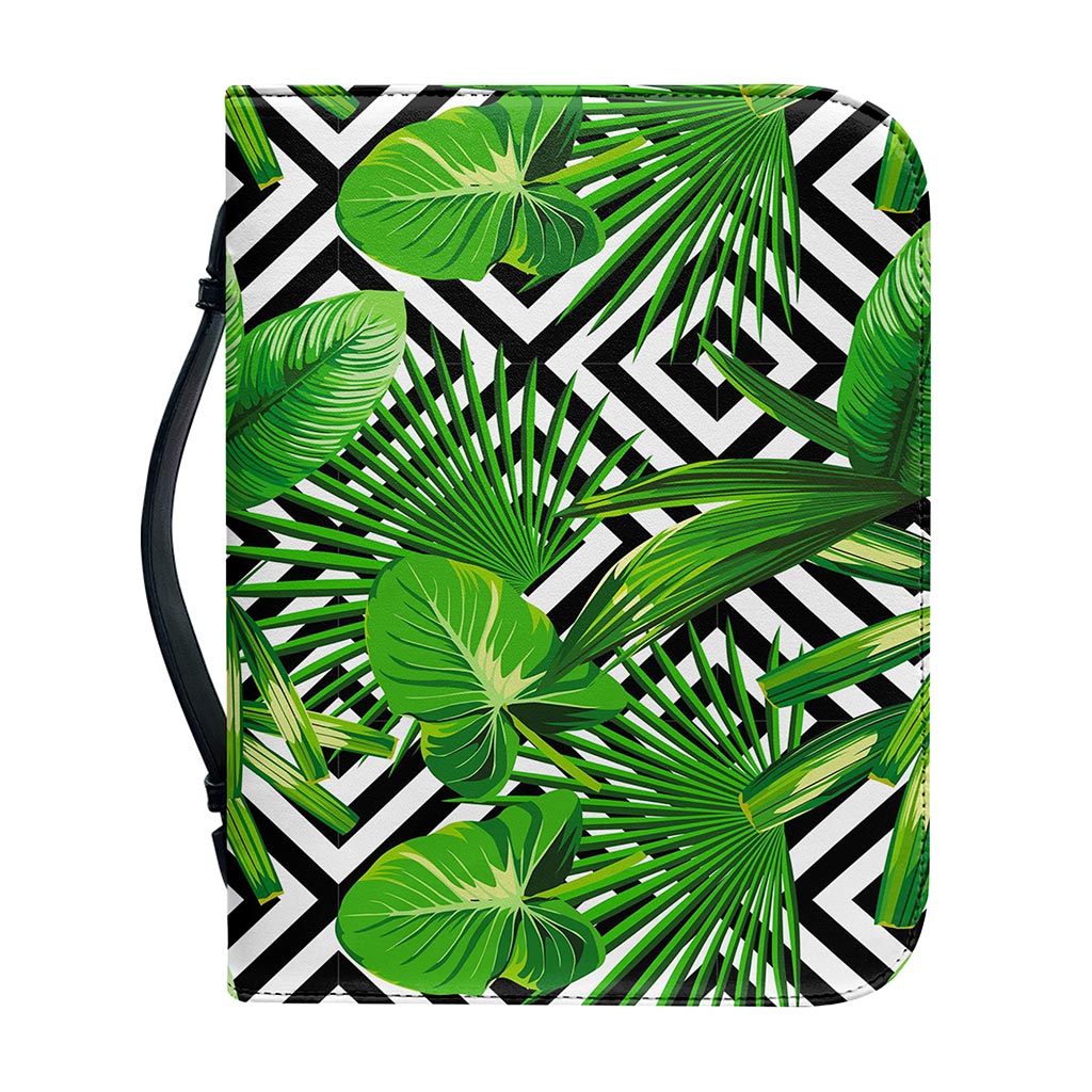 Exotic Tropical Leaves Pattern Print Leather Bible Cover