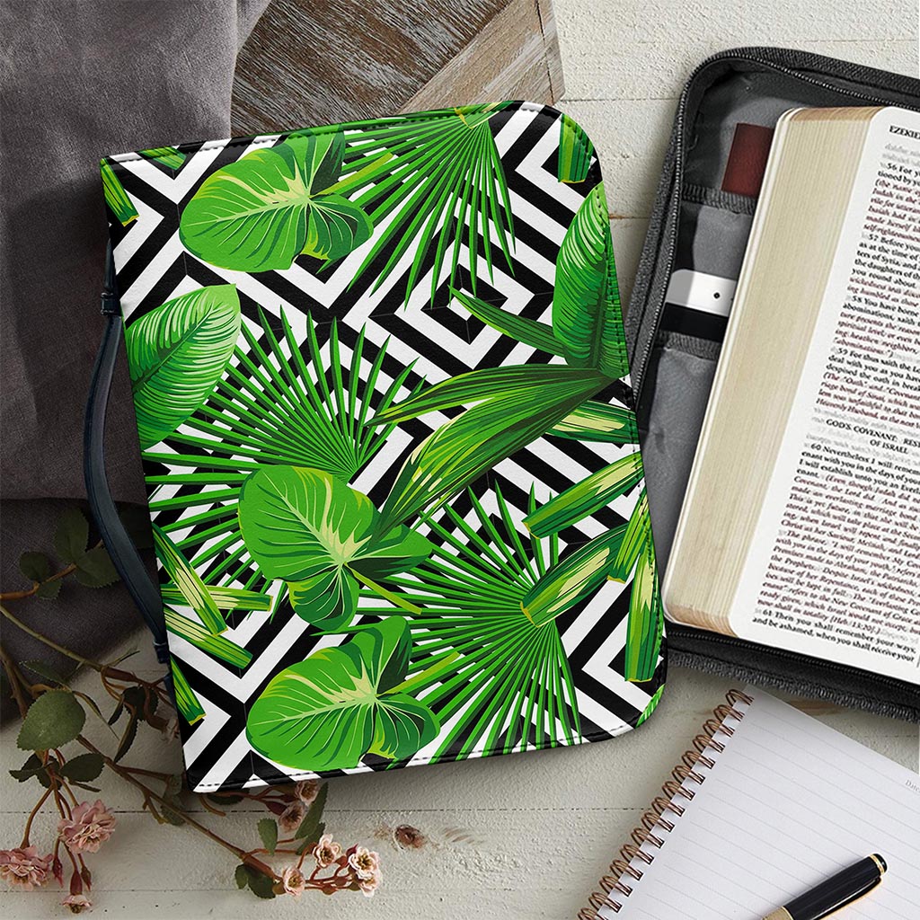 Exotic Tropical Leaves Pattern Print Leather Bible Cover