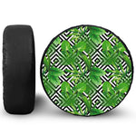 Exotic Tropical Leaves Pattern Print Leather Spare Tire Cover