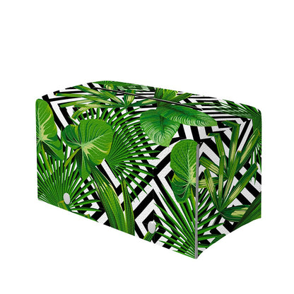 Exotic Tropical Leaves Pattern Print Leather Tissue Box Cover