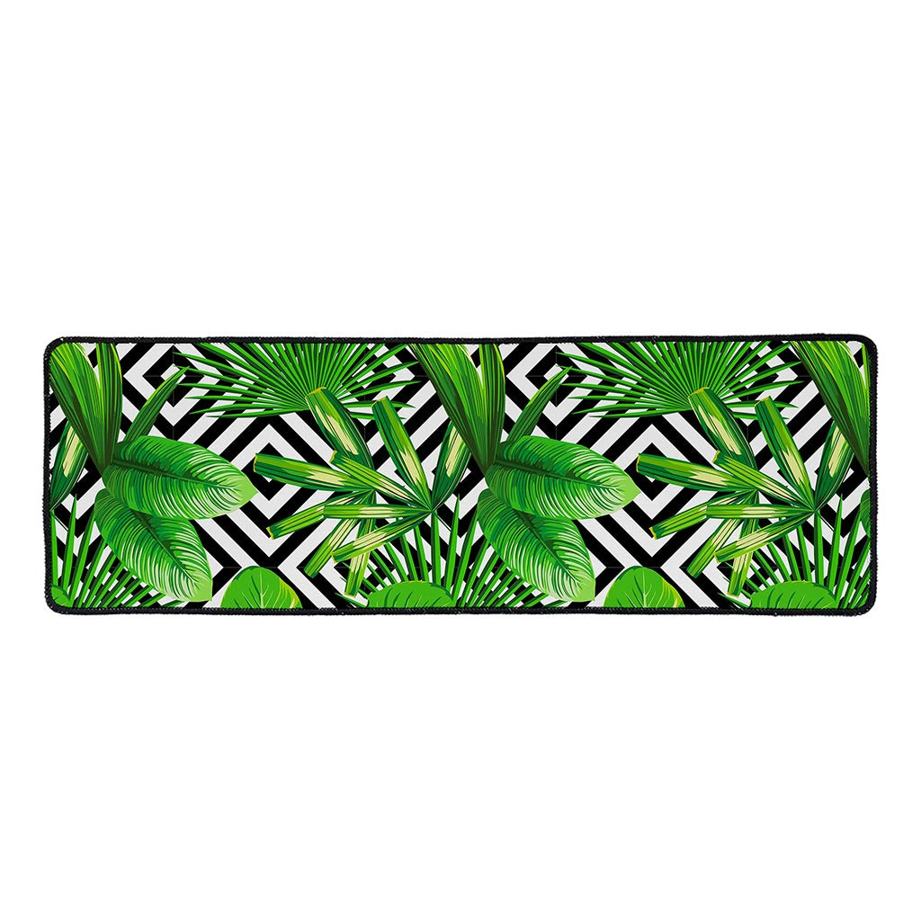 Exotic Tropical Leaves Pattern Print Long Kitchen Mat