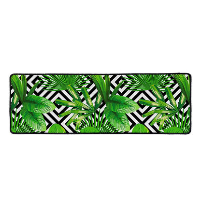 Exotic Tropical Leaves Pattern Print Long Kitchen Mat