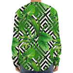 Exotic Tropical Leaves Pattern Print Long Sleeve Baseball Jersey