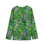 Exotic Tropical Leaves Pattern Print Long Sleeve Short Coat