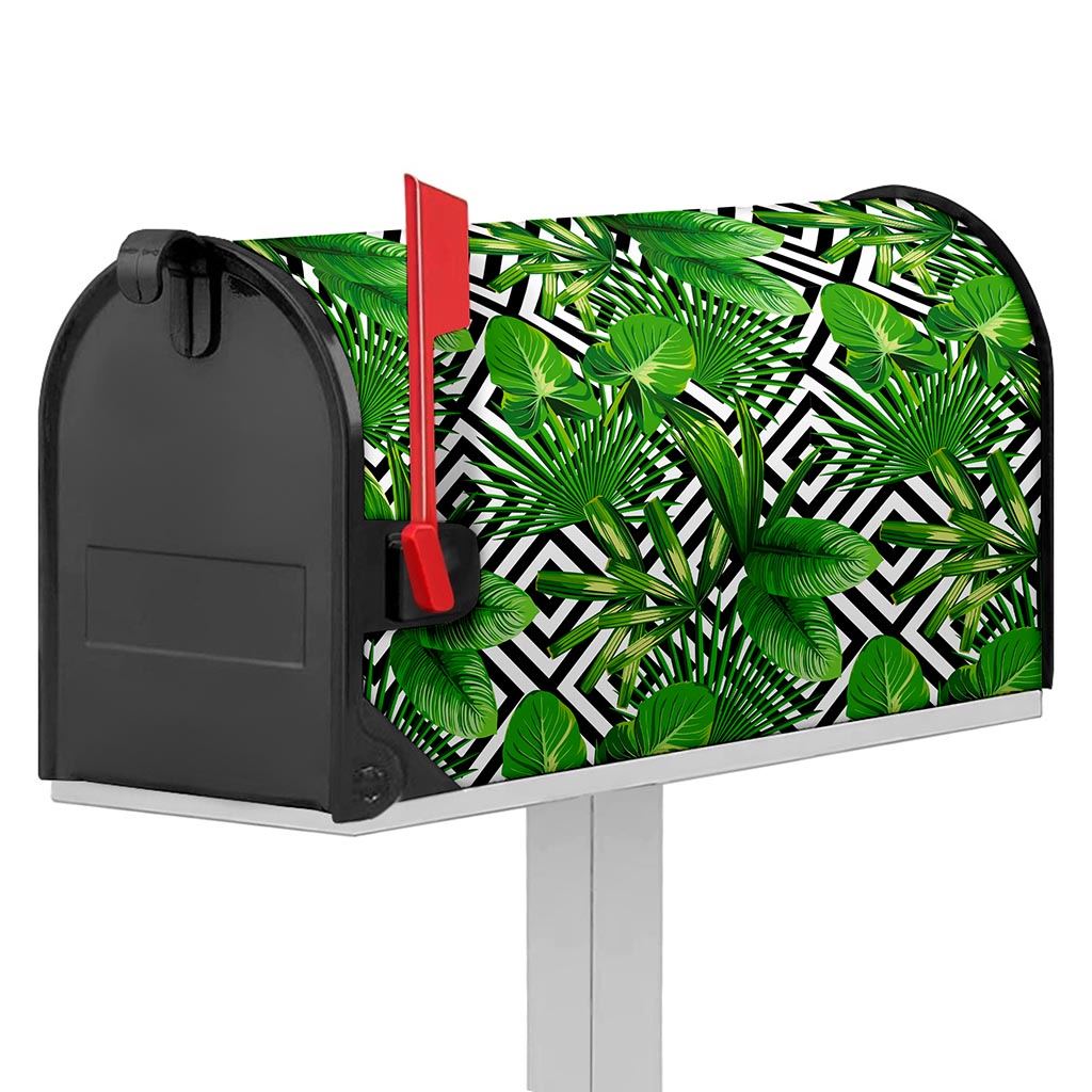Exotic Tropical Leaves Pattern Print Mailbox Cover