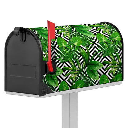 Exotic Tropical Leaves Pattern Print Mailbox Cover