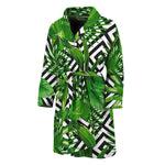Exotic Tropical Leaves Pattern Print Men's Bathrobe