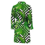 Exotic Tropical Leaves Pattern Print Men's Bathrobe