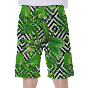 Exotic Tropical Leaves Pattern Print Men's Beach Shorts